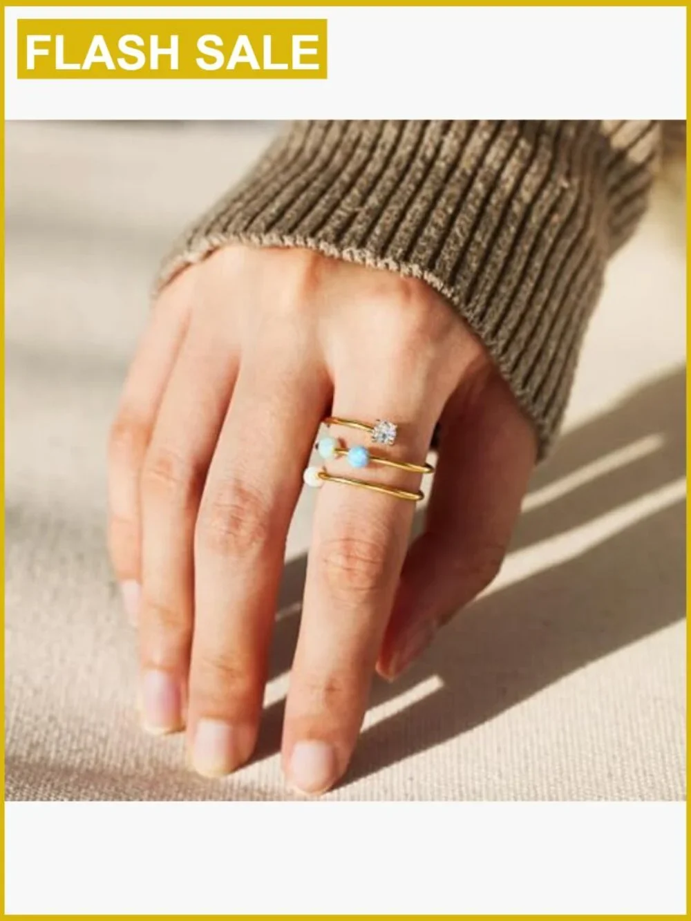 925 Sterling Silver Fidget Spinner Ring Adjustable Size 6-10 Stress Relief Opal